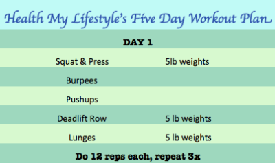 Health My Lifestyle's 5 Day Workout Plan Day 1