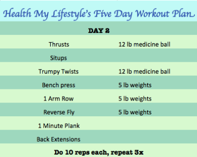 Health My Lifestyle's 5 Day Workout Plan Day 2