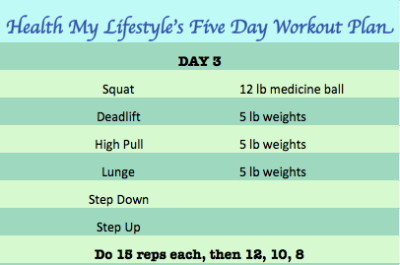 Health My Lifestyle's Five Day Workout Plan Day 3